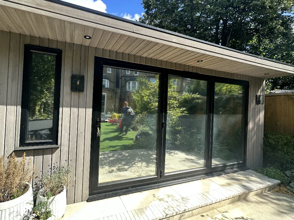 Garden room sliding doors fitted with window film
